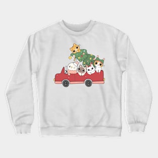 Kawaii Christmas Cat and Friends Crewneck Sweatshirt